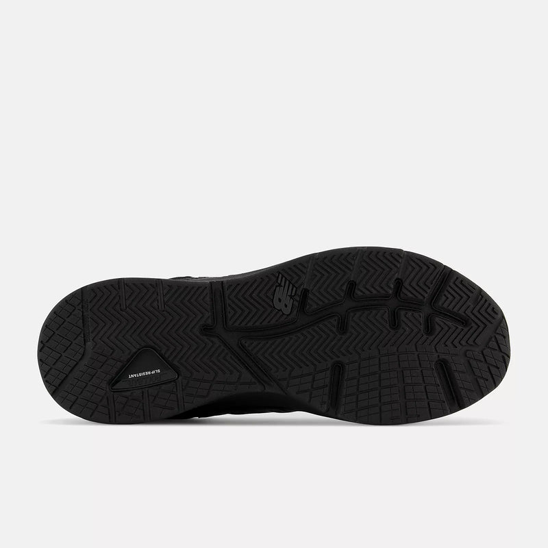 New Balance 857v3 Slip Resistant shoes outsole in black with slip-resistant tread pattern and durable rubber construction.