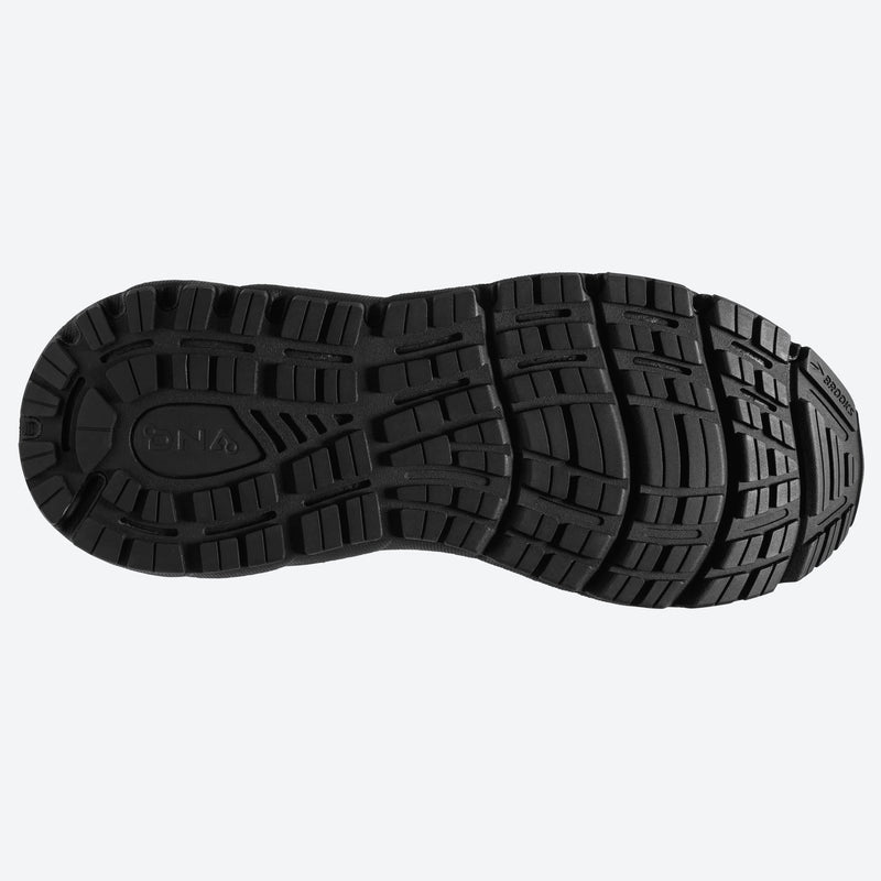 Brooks Addiction GTS 15 running shoe outsole in black rubber with durable tread pattern and DNA LOFT cushioning.