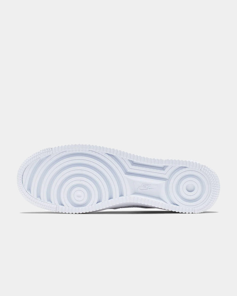 Nike Air Force 1 Flyknit 2.0 outsole featuring circular traction pattern and Nike logo in white rubber, bottom view.