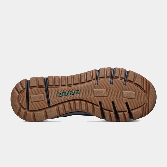 Dunham Alpine Waterproof Casual Lace-up Shoes outsole showing durable rubber tread pattern in brown for traction and stability.