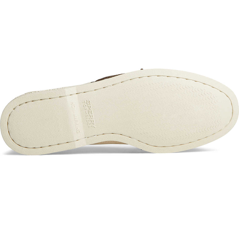 Sperry Authentic Original™ 2-Eye Deboss boat shoe sole in off-white rubber with signature branding and textured grip pattern.