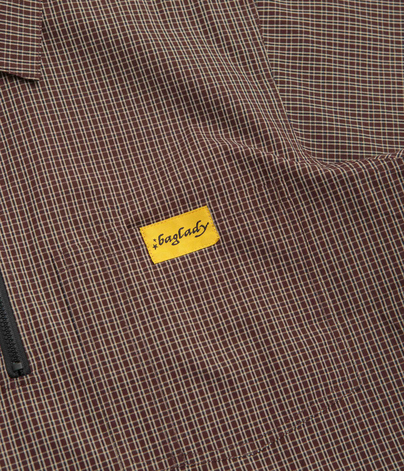 Baglady Workwear Polo Shirt in Brown Plaid
