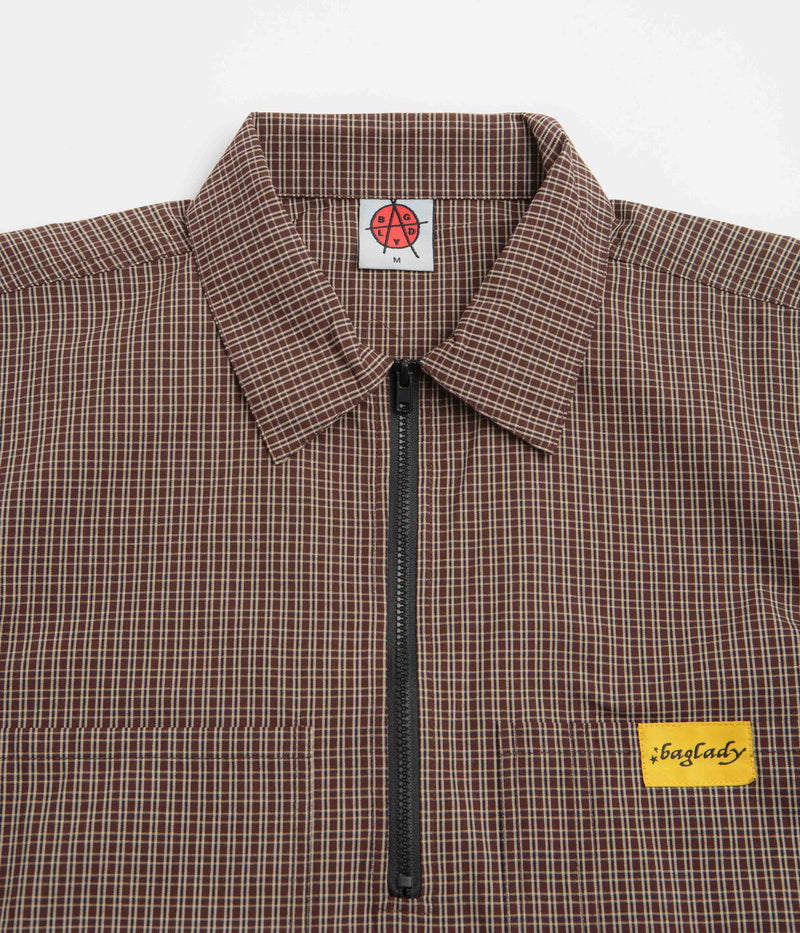Baglady Workwear Polo Shirt in Brown Plaid