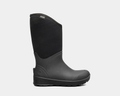 Black rubber boot on a white background