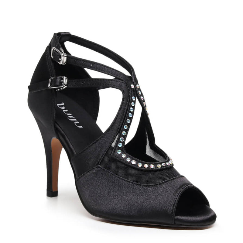 Brittanee Wide Fit - Black Satin - Street Sole
