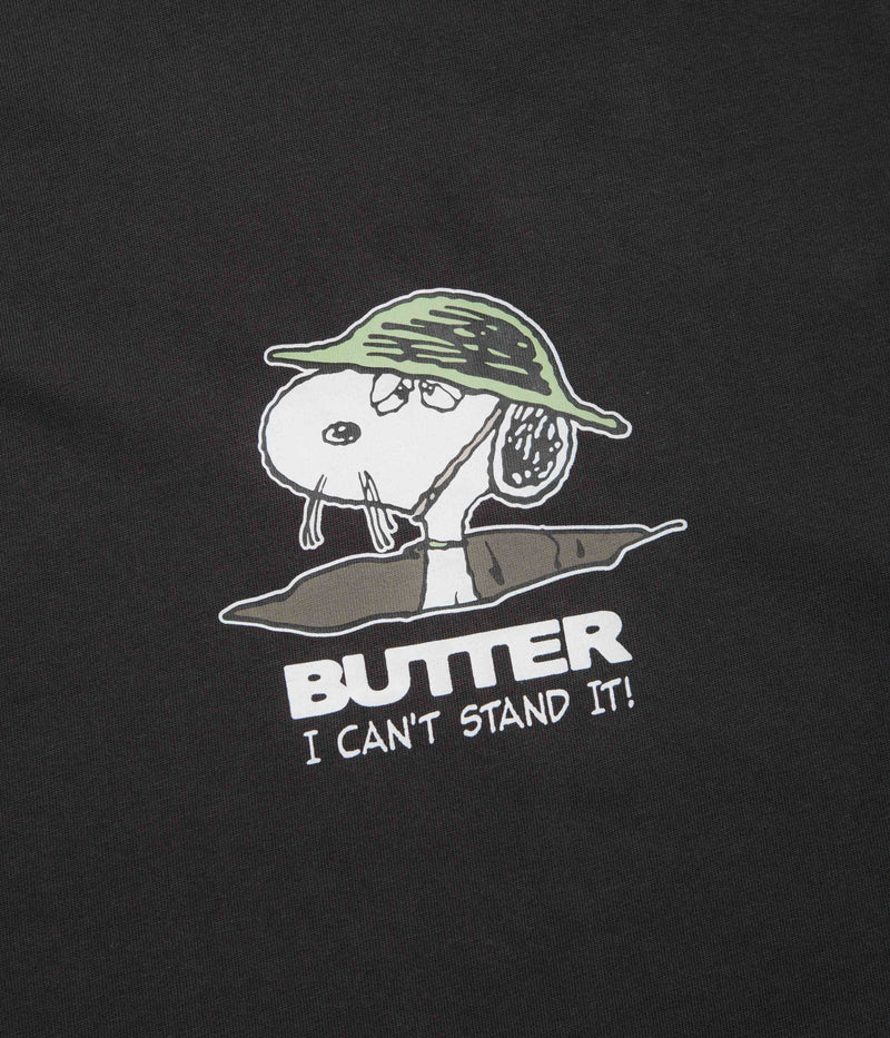 Butter Goods x Peanuts Can't Stand It T-Shirt in Washed Black