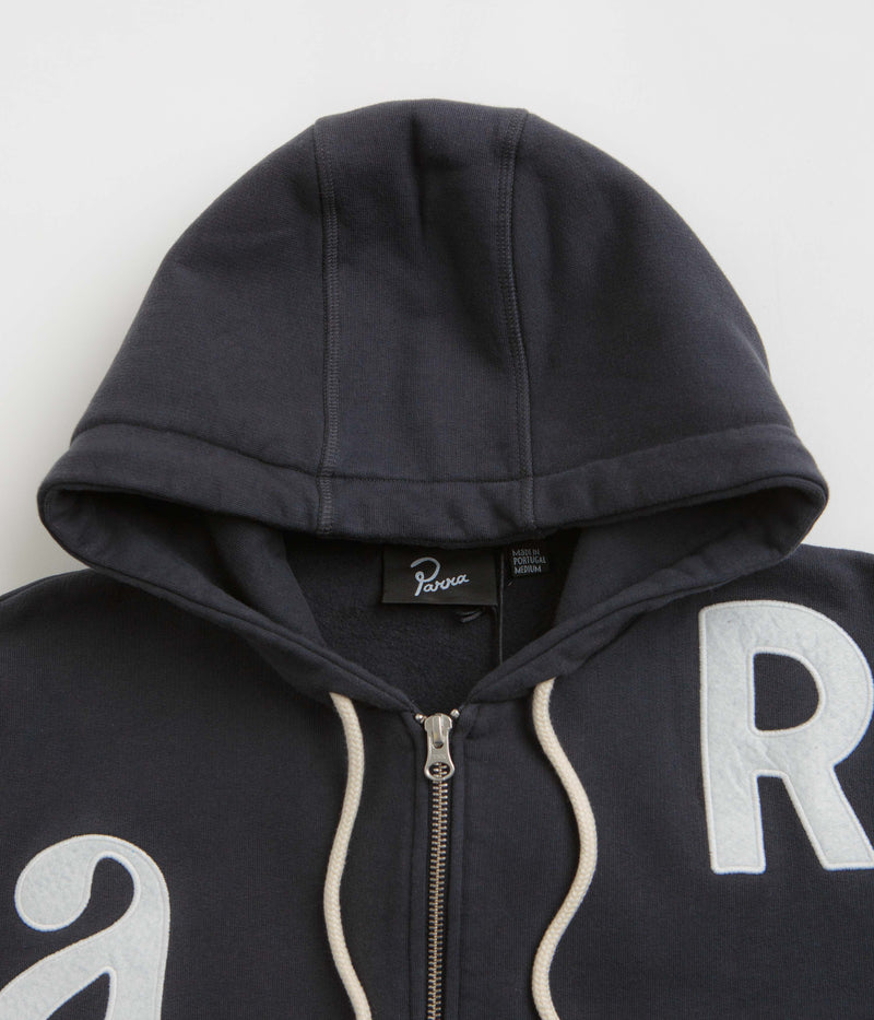 by Parra Word Salad Full Zip Hoodie in Dark Navy