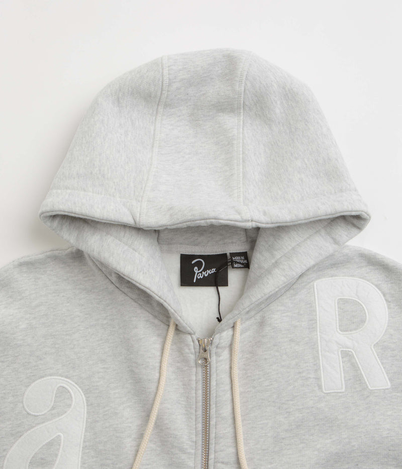 by Parra Word Salad Full Zip Hoodie in Heather Grey