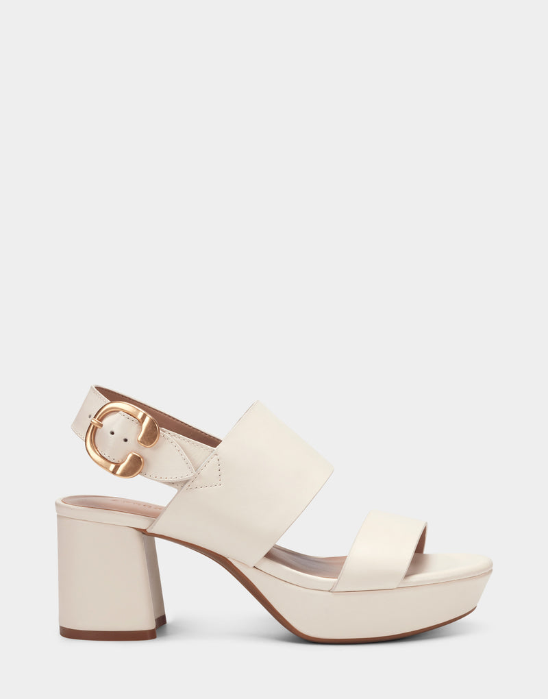 Comfortable Women's Platform Sandal in Eggshell Leather Side View
