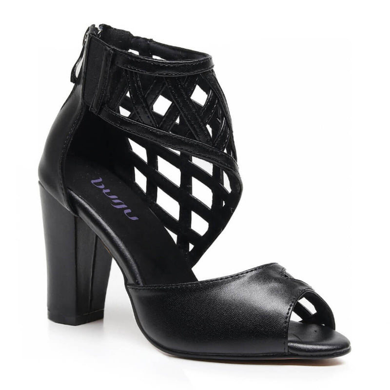 Caressa Wide Fit - Black Vegan Leather - Street Sole