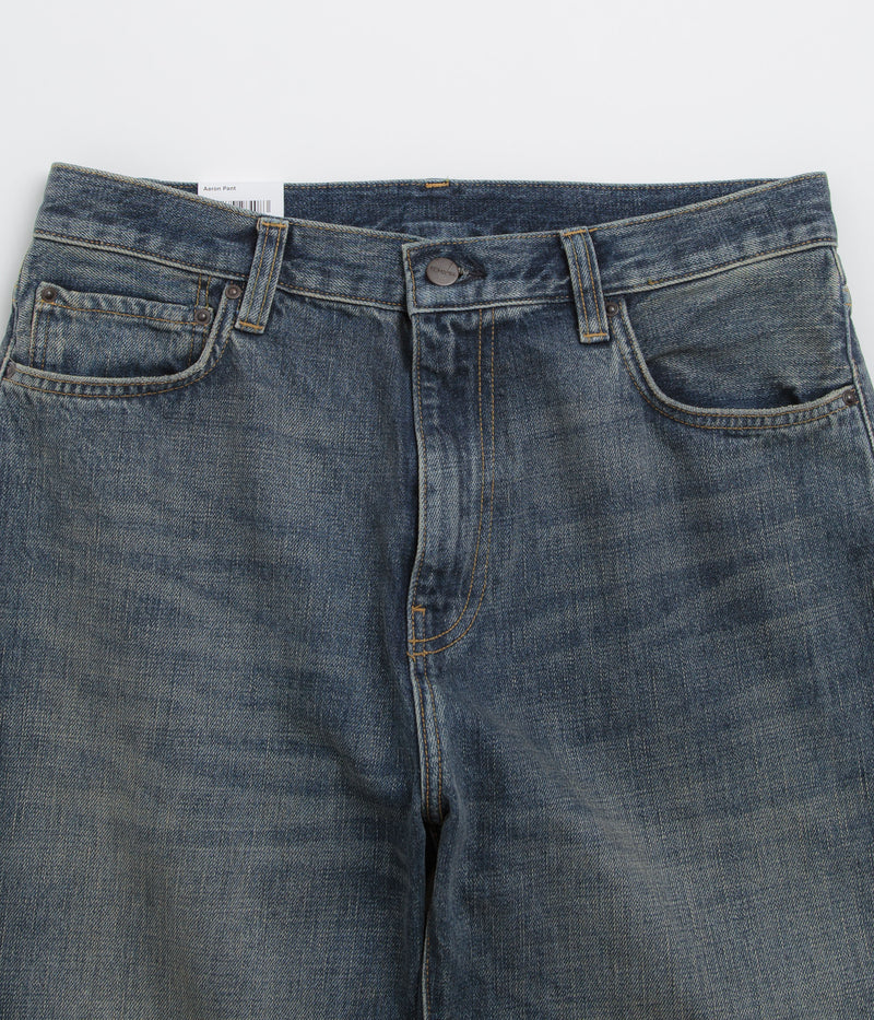 Carhartt Aaron Pants in Blue Worn Used Wash