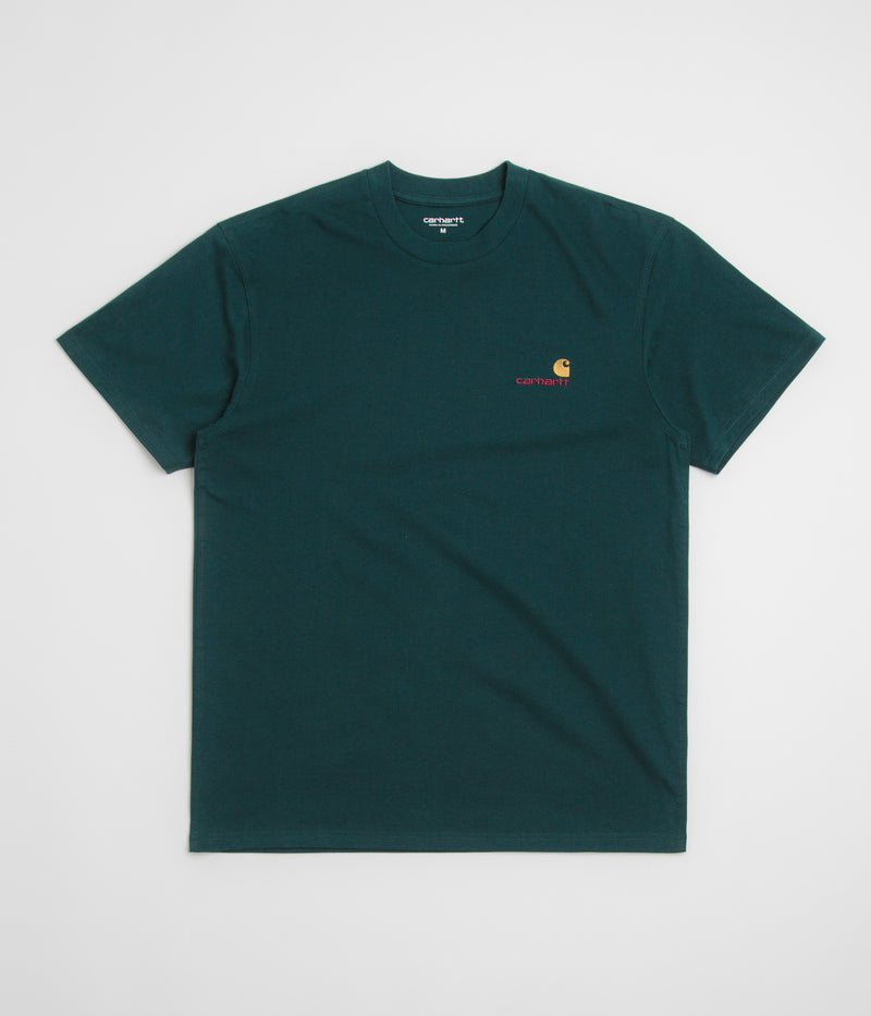 Carhartt American Script T-Shirt in Deep Lagoon and Deep Lagoon