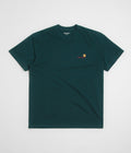 Carhartt American Script T-Shirt in Deep Lagoon and Deep Lagoon
