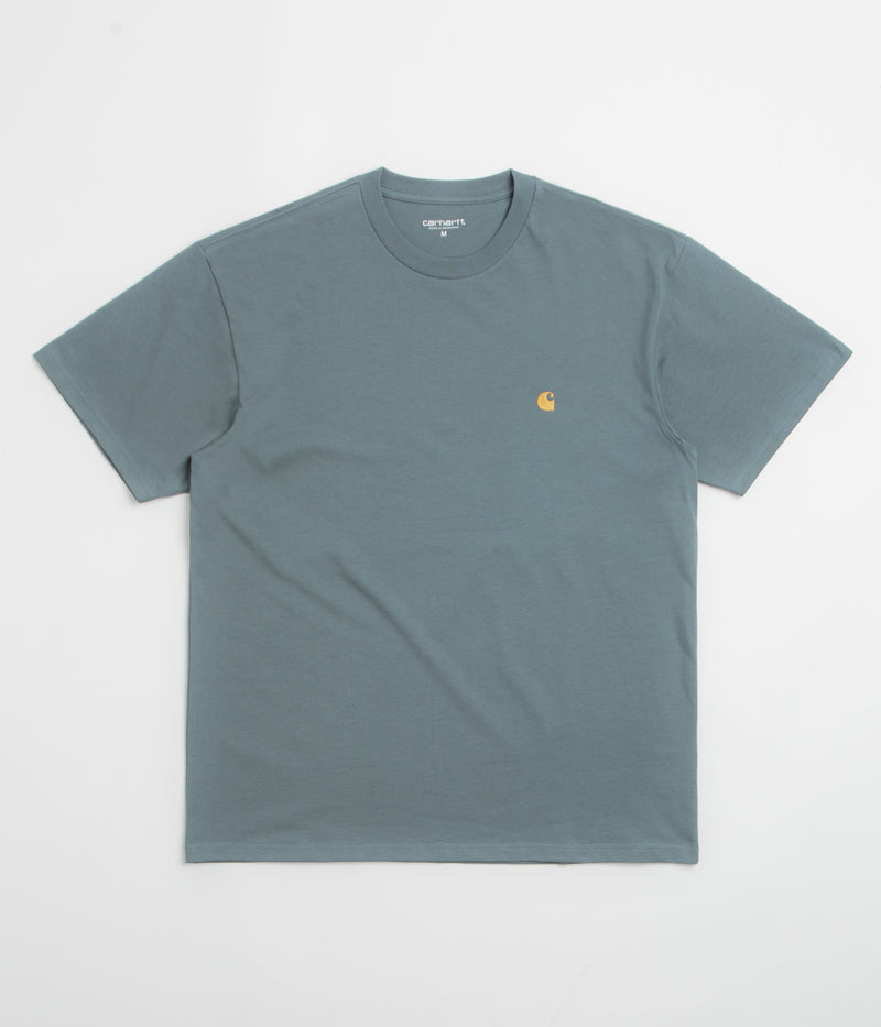 Carhartt Chase T-Shirt in Cozy Blue and Gold
