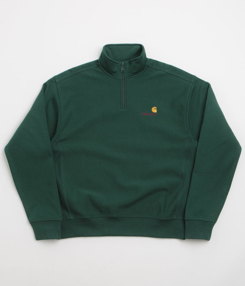 Carhartt Half Zip American Script Sweatshirt in Dark Fir