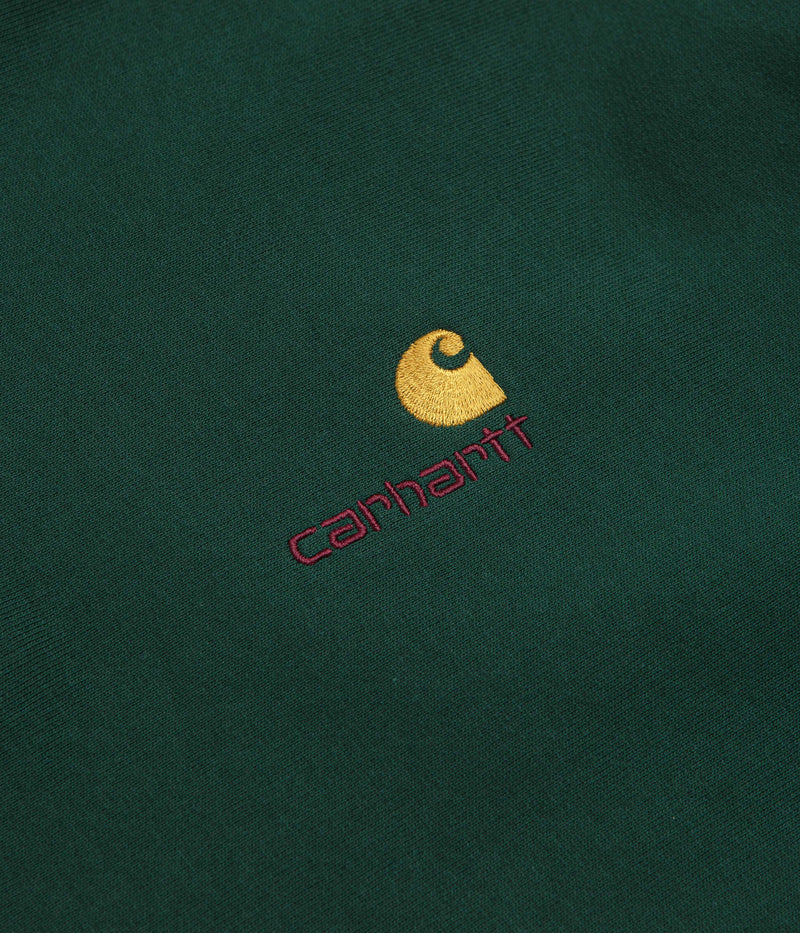 Carhartt Half Zip American Script Sweatshirt in Dark Fir
