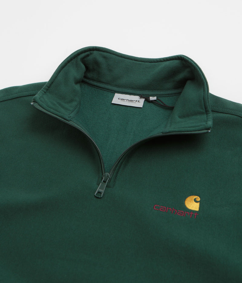 Carhartt Half Zip American Script Sweatshirt in Dark Fir