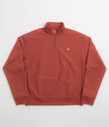 Carhartt Half Zip American Script Sweatshirt in Oxide Red
