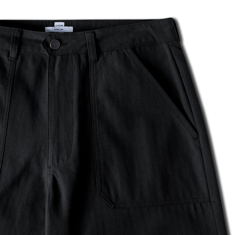 CCS Wide Leg Herringbone Pants - Black
