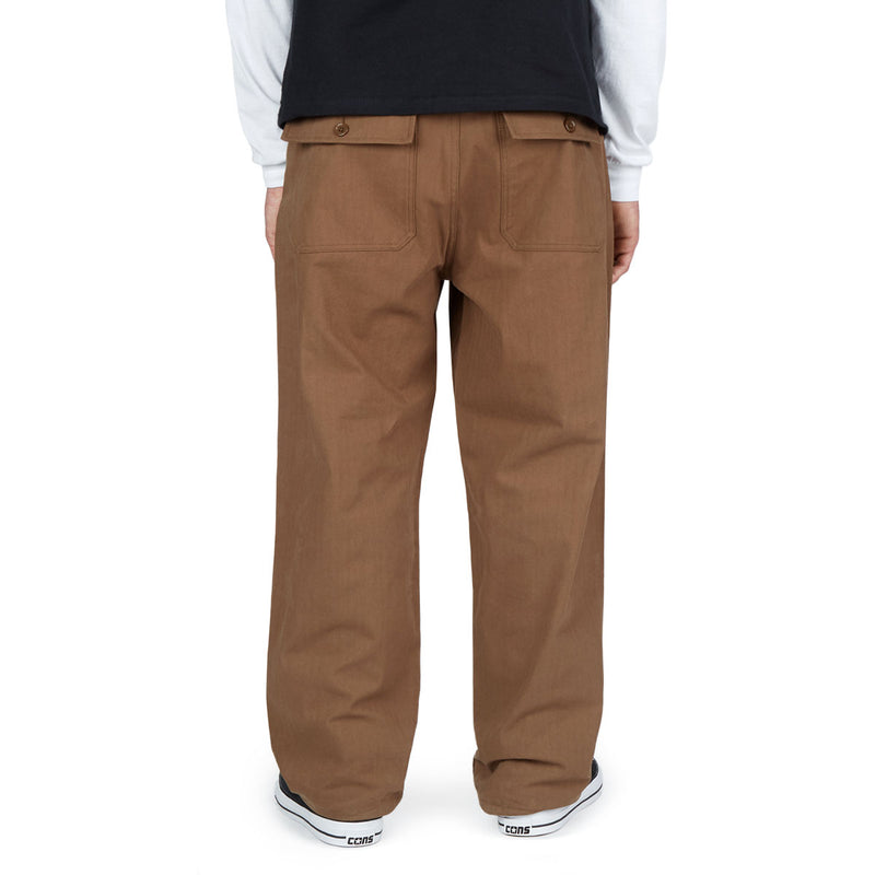 CCS Wide Leg Herringbone Pants - Brown