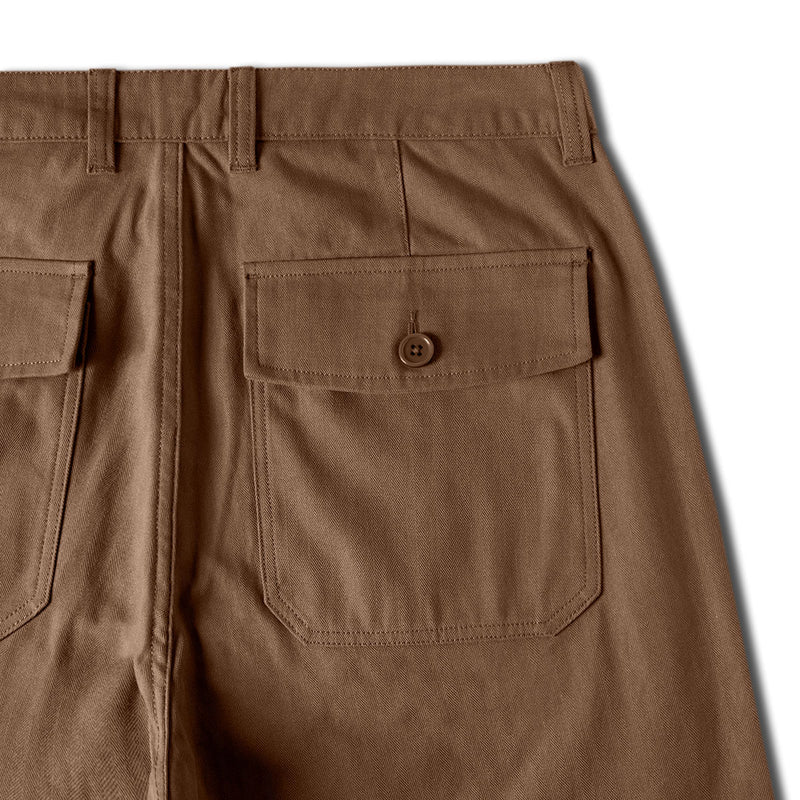 CCS Wide Leg Herringbone Pants - Brown