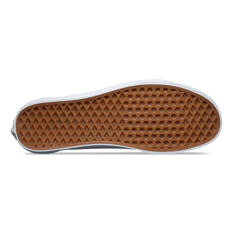 Vans Checkerboard Old Skool shoes with gum waffle outsole design, sole/bottom view.