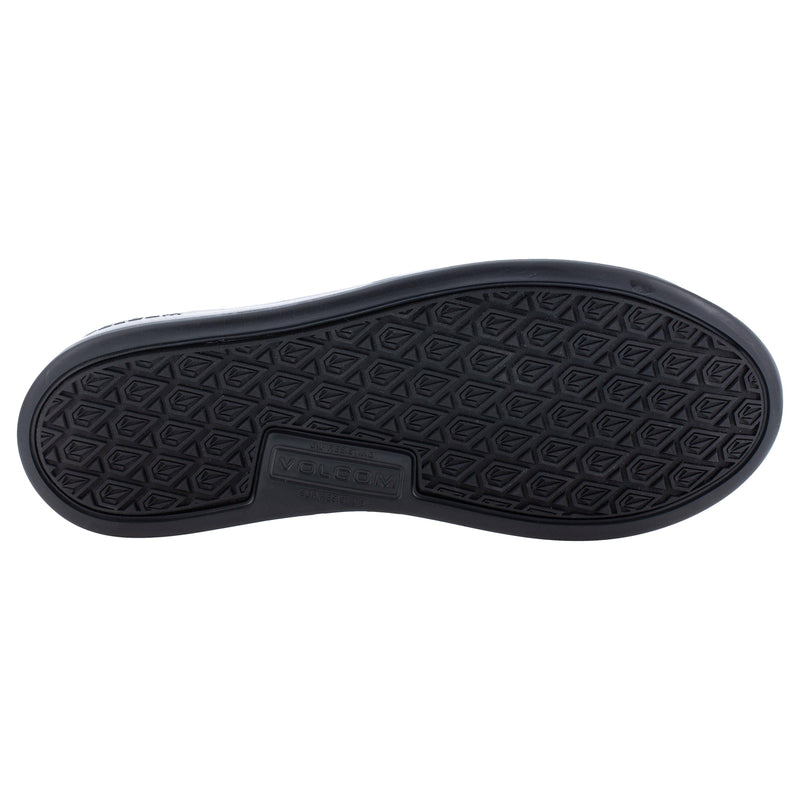 Volcom Chill Composite Toe Slip-On shoes outsole featuring black slip-resistant tread pattern with embossed branding.