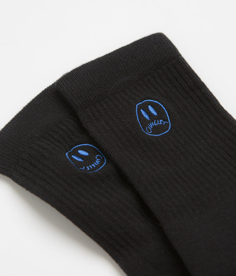 Civilist Mono Smiler Socks in Black and Royal