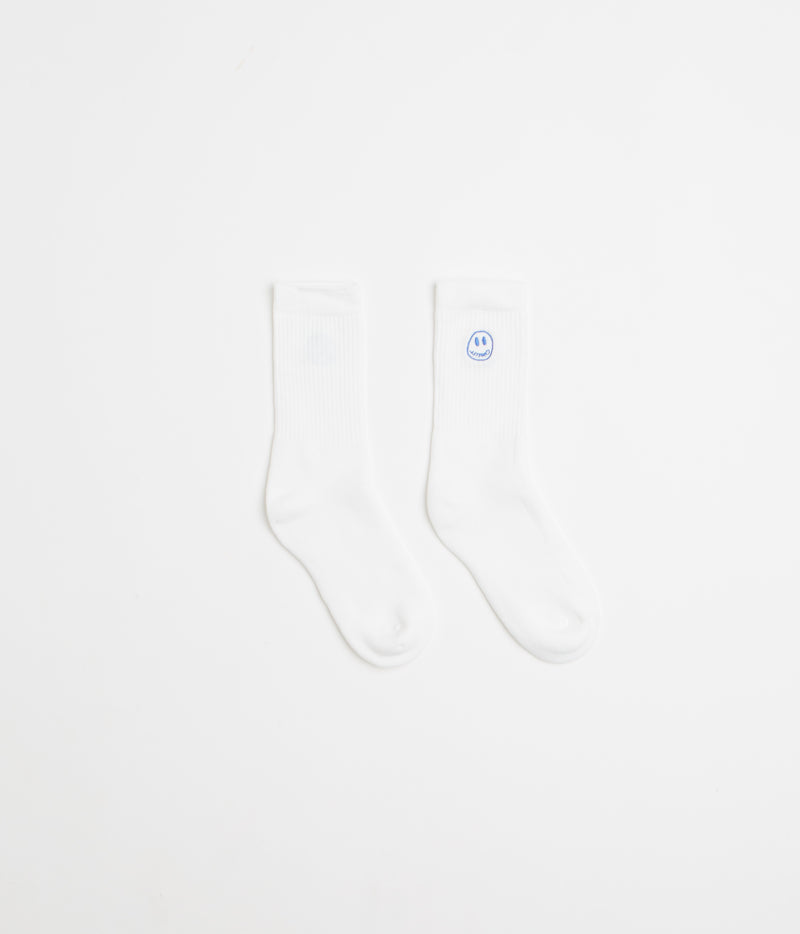 Civilist Mono Smiler Socks in White and Royal