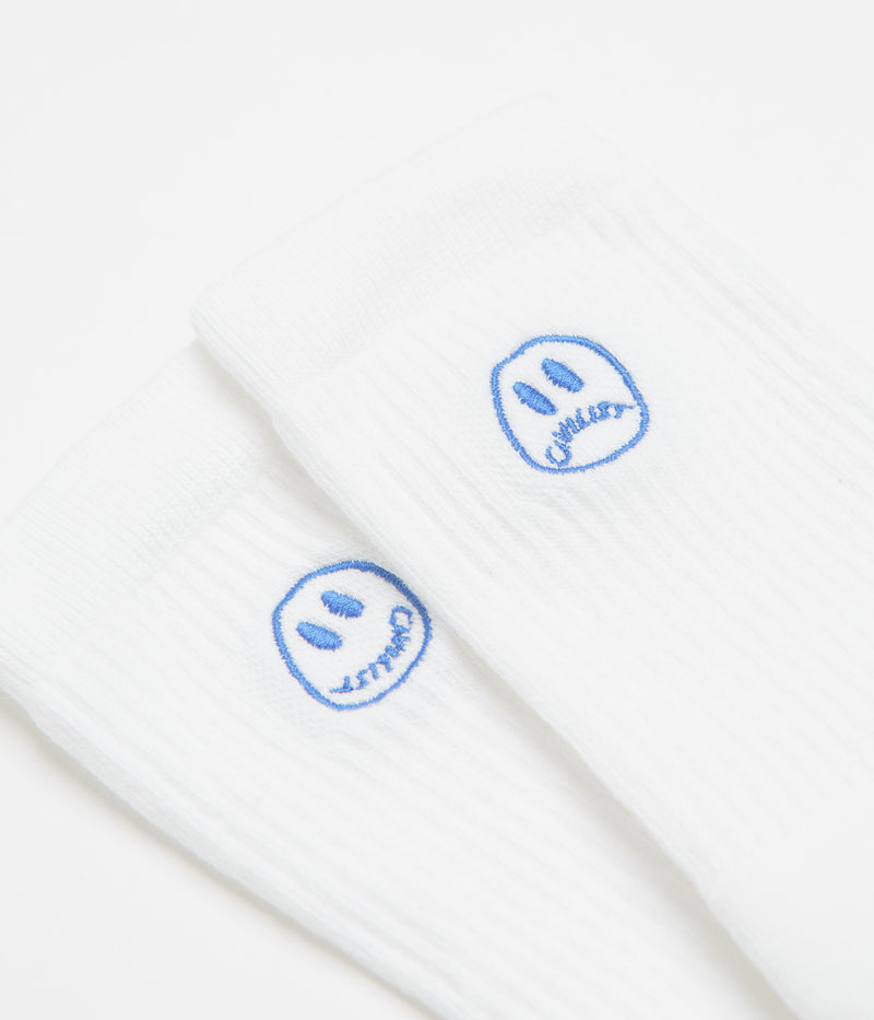 Civilist Mono Smiler Socks in White and Royal