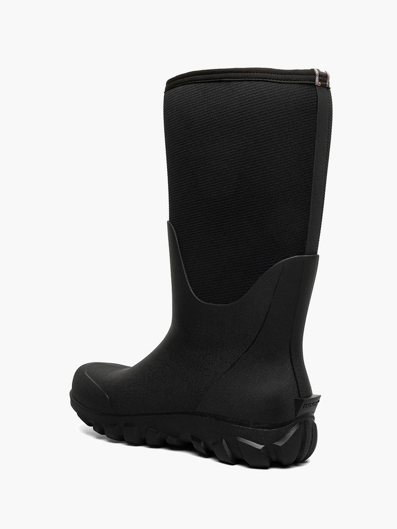 Bogs black rubber boot on a white background