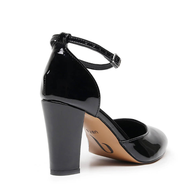 Claudette Wide Fit - Black Vegan Patent - Street Sole