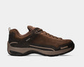 Dunham Cloud Plus Lace Up Waterproof Trekker shoes in brown leather with black accents and durable outsole, side view.