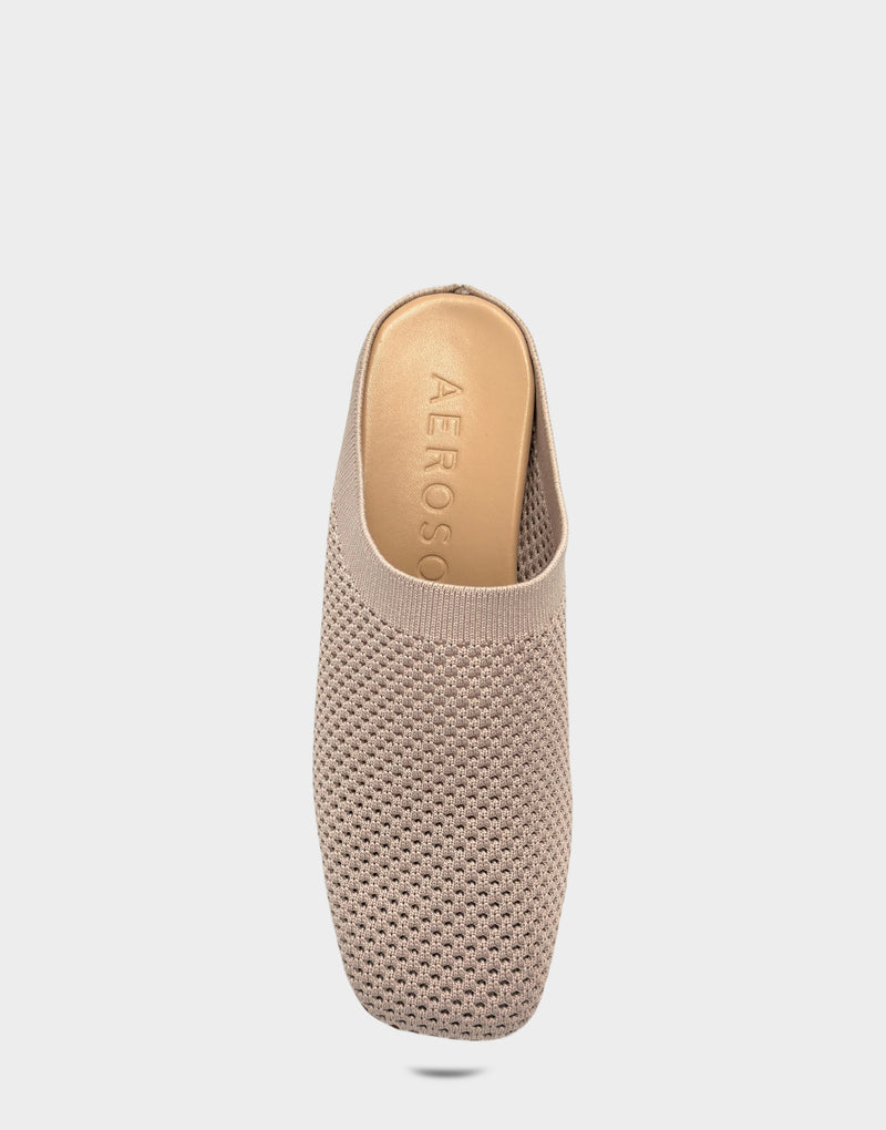 Comfortable Women's Mule in Natural Open Knit Full Front View