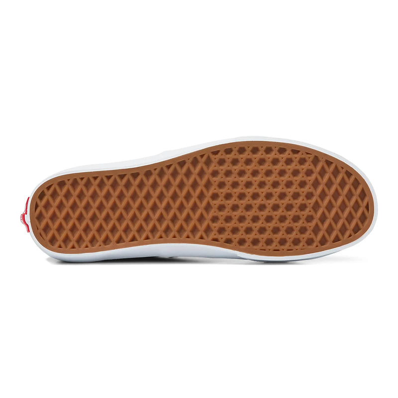 Vans Color Theory Authentic shoes, sole view showing gum rubber waffle outsole with textured pattern and white sidewalls.