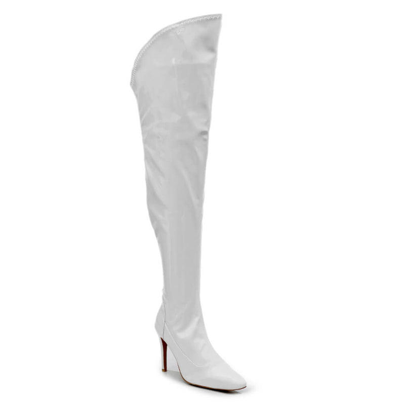 Courtneyy - White Wet Look - Street Sole - Thigh Variant Four