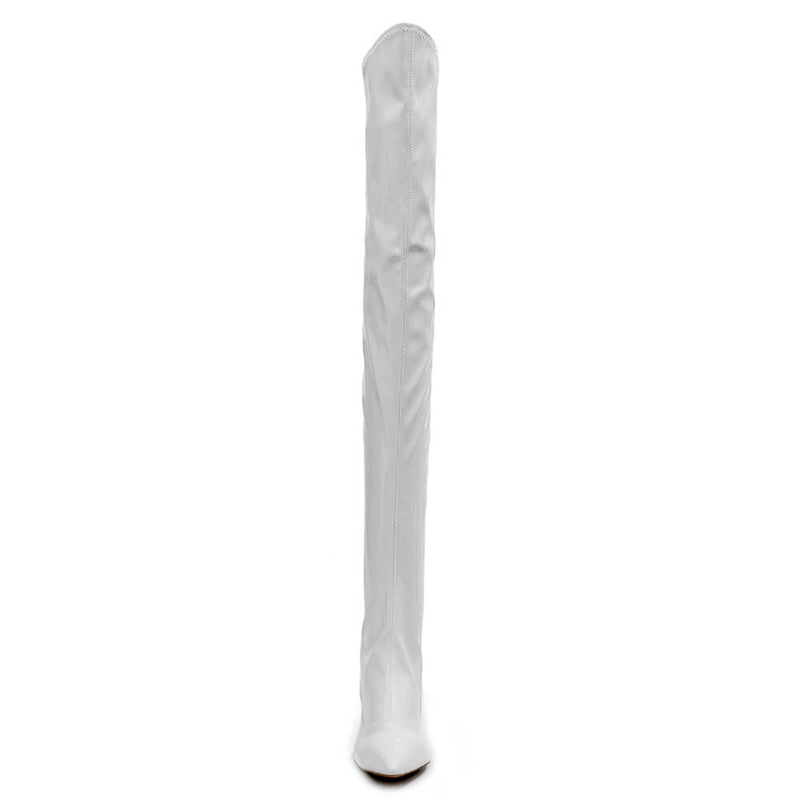 Courtneyy - White Wet Look - Street Sole - Thigh Variant One