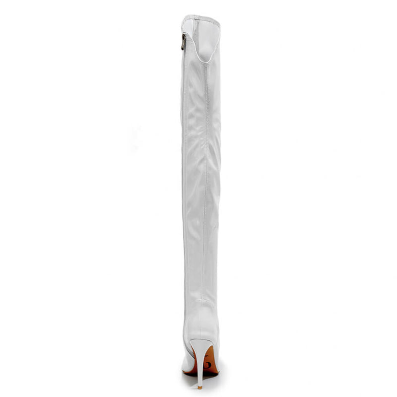 Courtneyy - White Wet Look - Street Sole - Thigh Variant One