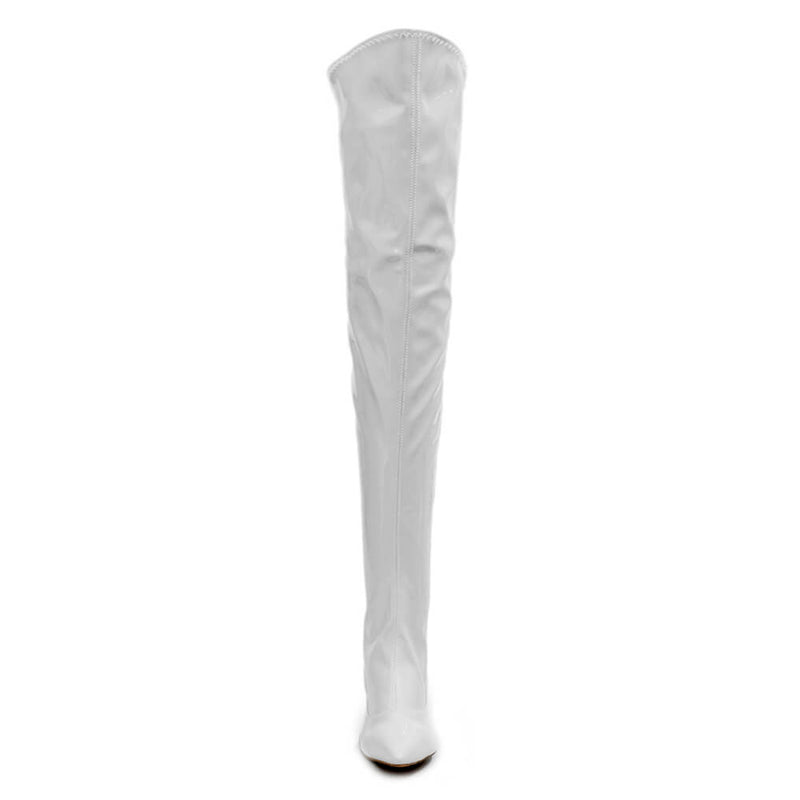 Courtneyy - White Wet Look - Street Sole - Thigh Variant Six