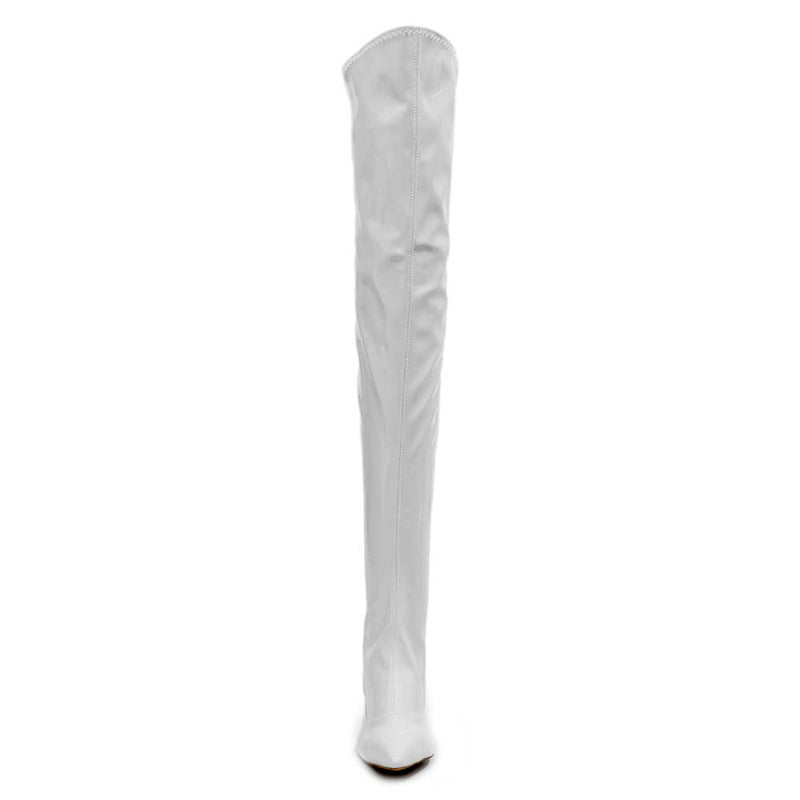 Courtneyy - White Wet Look - Street Sole - Thigh Variant Three