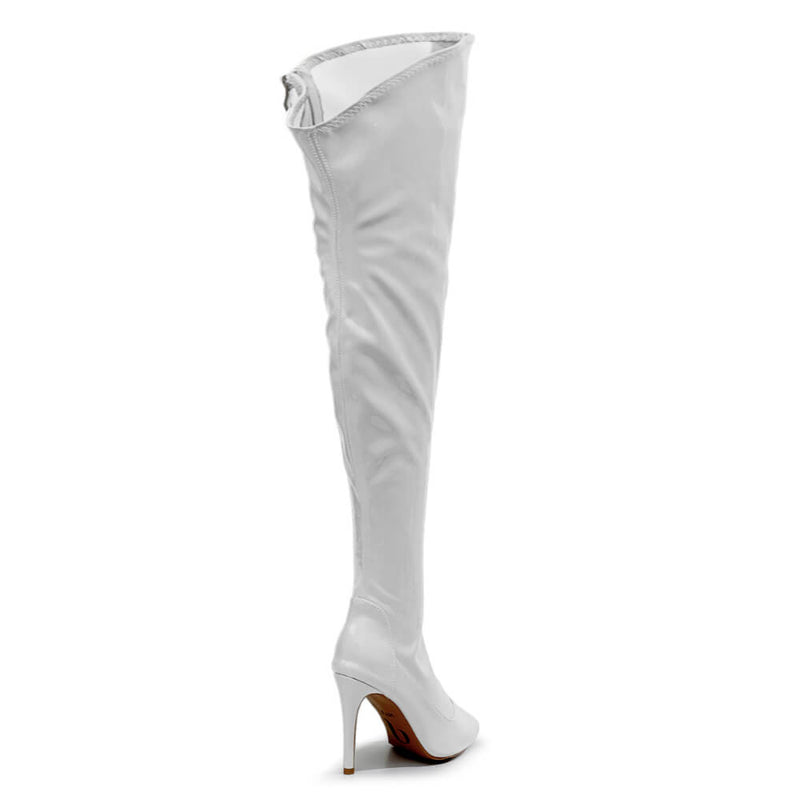 Courtneyy - White Wet Look - Street Sole - Thigh Variant Three
