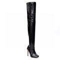Devilla Size Inclusive - Black Vegan Patent - Street Sole - Thigh Variant One