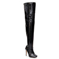 Devilla Size Inclusive - Black Vegan Patent - Street Sole - Thigh Variant Three