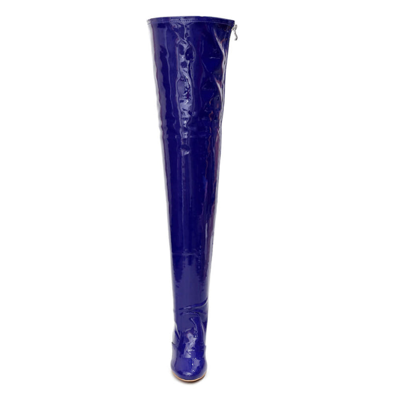 Devilla Size Inclusive - Blue Vegan Patent - Street Sole - Thigh Variant Five