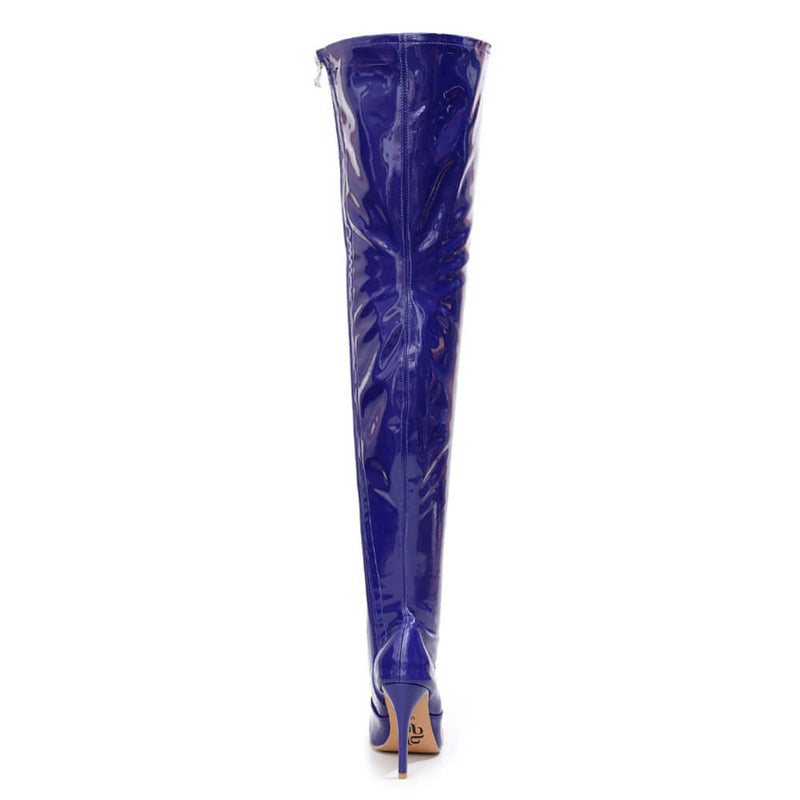 Devilla Size Inclusive - Blue Vegan Patent - Street Sole - Thigh Variant Four