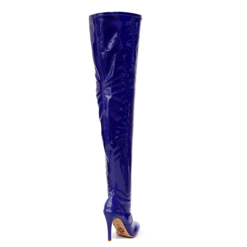 Devilla Size Inclusive - Blue Vegan Patent - Street Sole - Thigh Variant Four