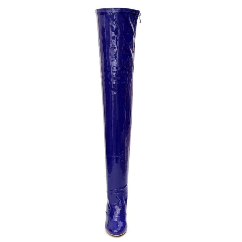 Devilla Size Inclusive - Blue Vegan Patent - Street Sole - Thigh Variant Two