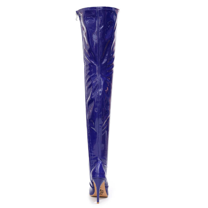 Devilla Size Inclusive - Blue Vegan Patent - Street Sole - Thigh Variant Two