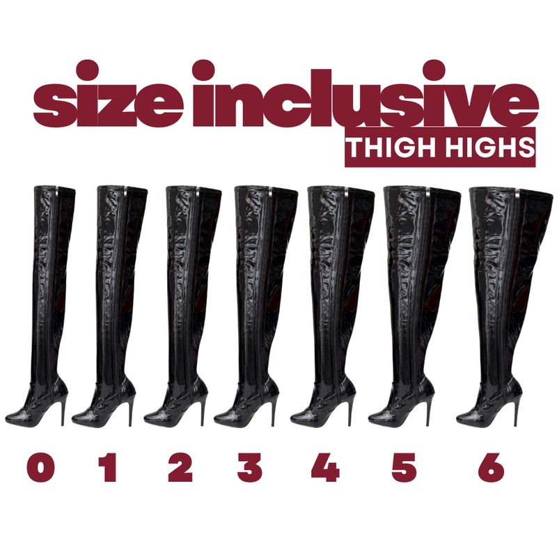 Devilla Size Inclusive - Blue Vegan Patent - Street Sole - Thigh Variant Zero