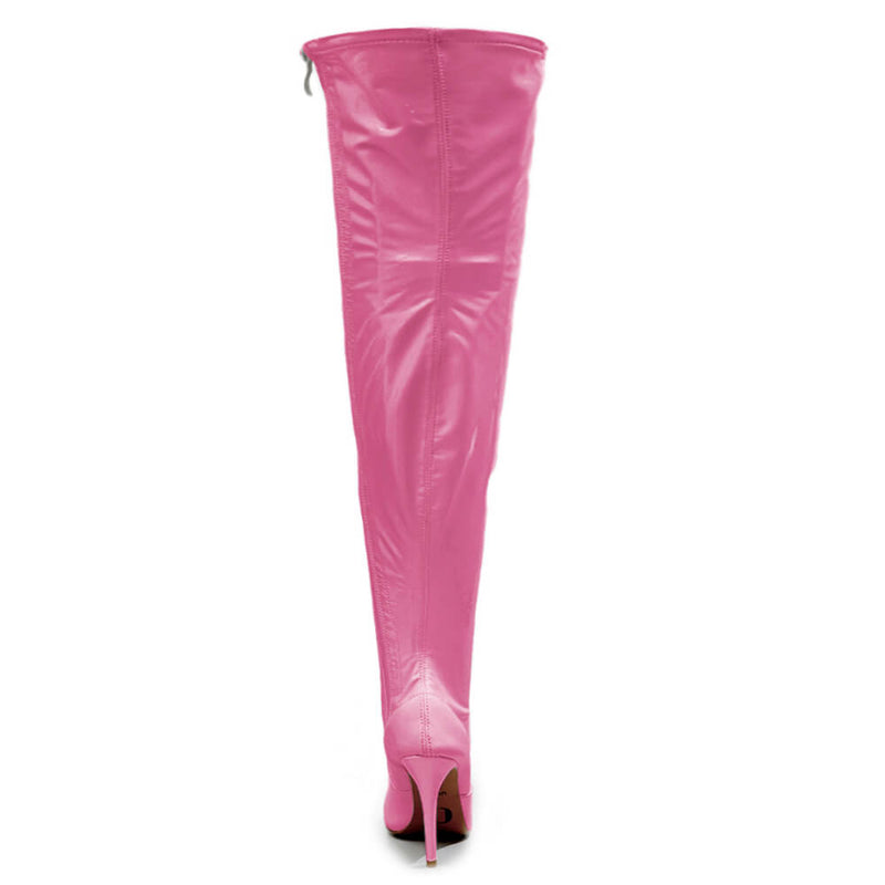 Devilla Size Inclusive - Pink Vegan Patent - Street Sole - Thigh Variant Five